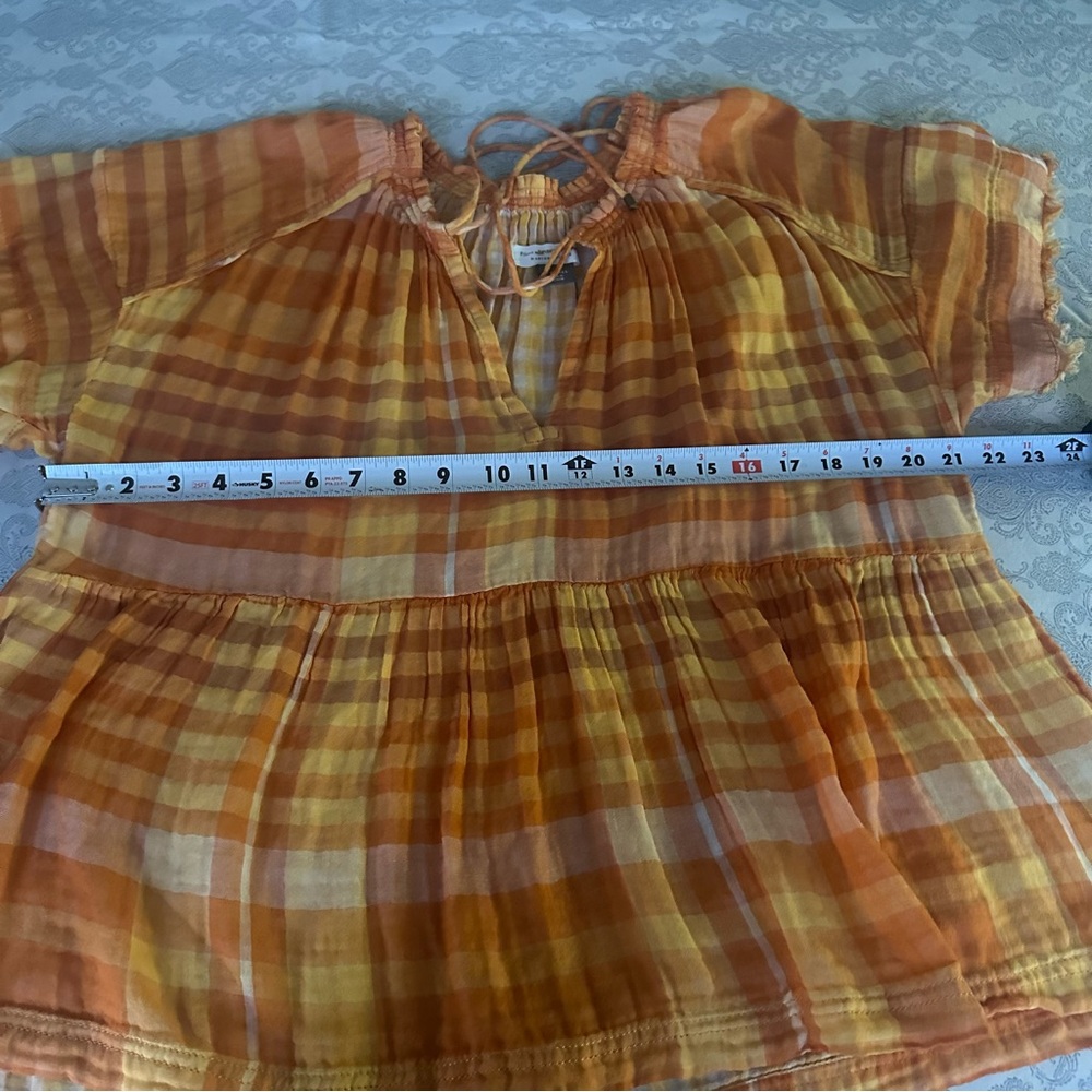 Pilcro and the Letter Press Gauzy Oversized Plaid Babydoll Top XS - Picture 6 of 9
